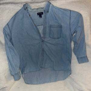 Aerie Anytime Fave Flannel Button Down Shirt in Denim Blue